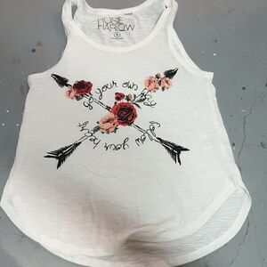 Size Small Rosie Harlow White Scoop Neck Tank Top